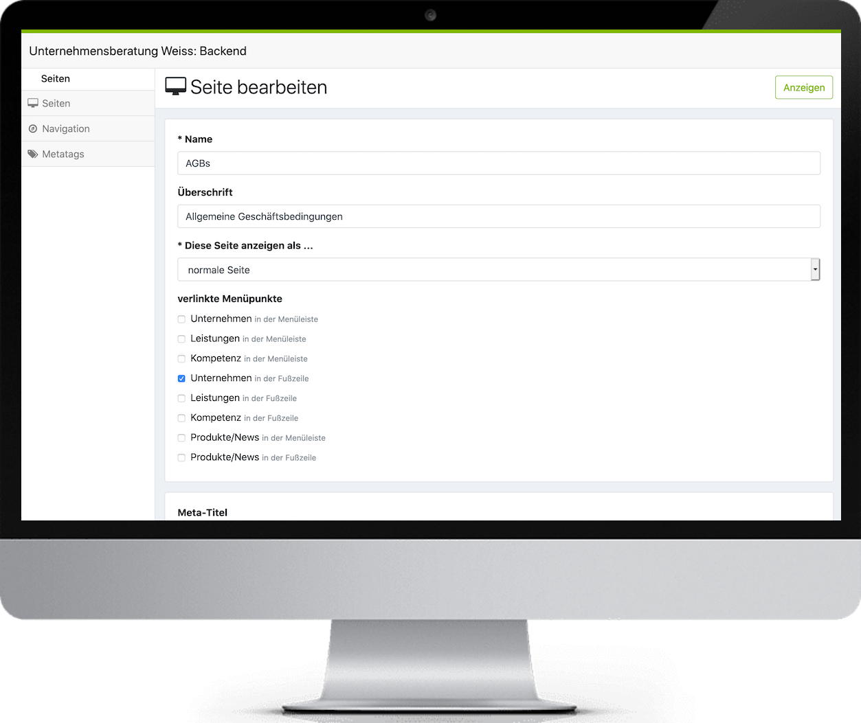 Backend - Page editing